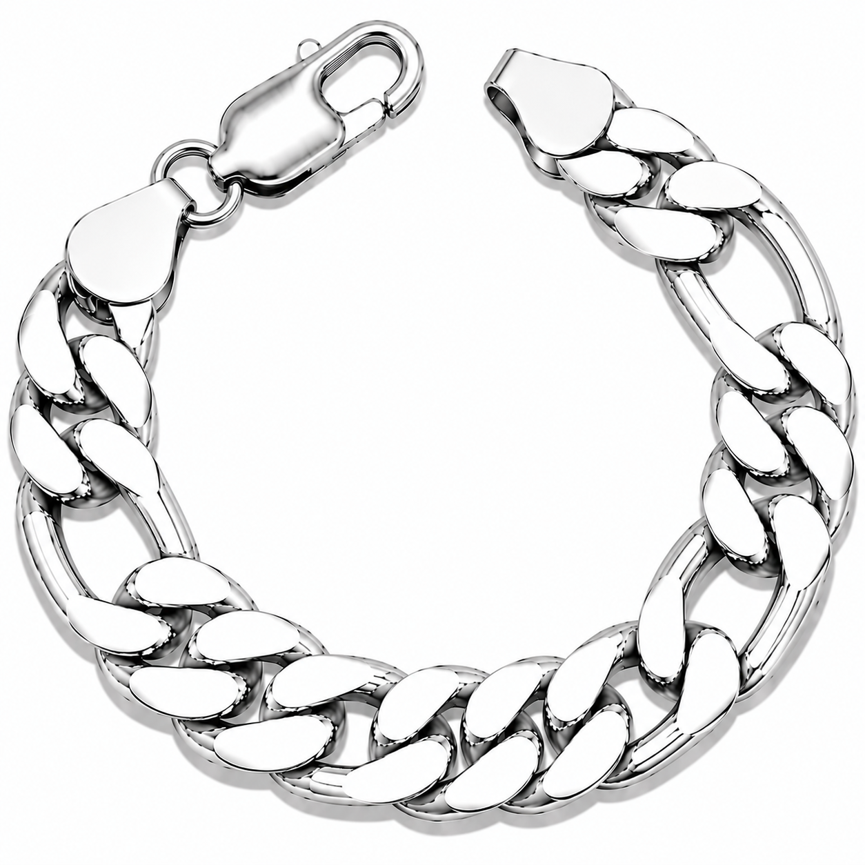 925 Sterling Silver Figaro Chain Bracelet - 13mm