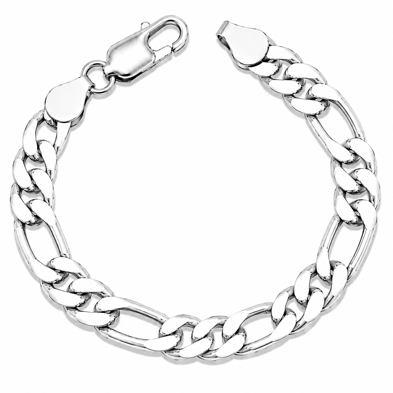 925 Sterling Silver Figaro Chain Bracelet - 6.6mm