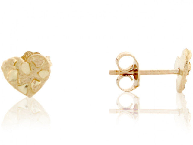 10kt Gold Heart Shaped Nugget Earrings - Small