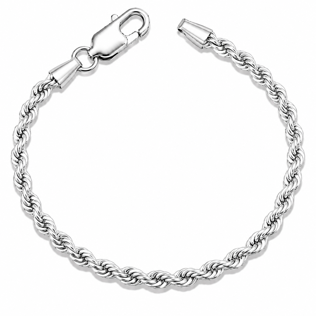 925 Sterling Silver Rope Chain Bracelet - 2.5mm (050)