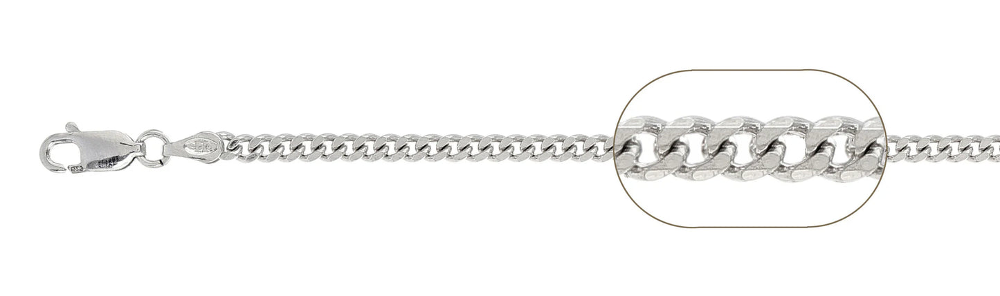 925 Sterling Silver Curb Chain 080 / 3mm, 16 inches - 30 inches