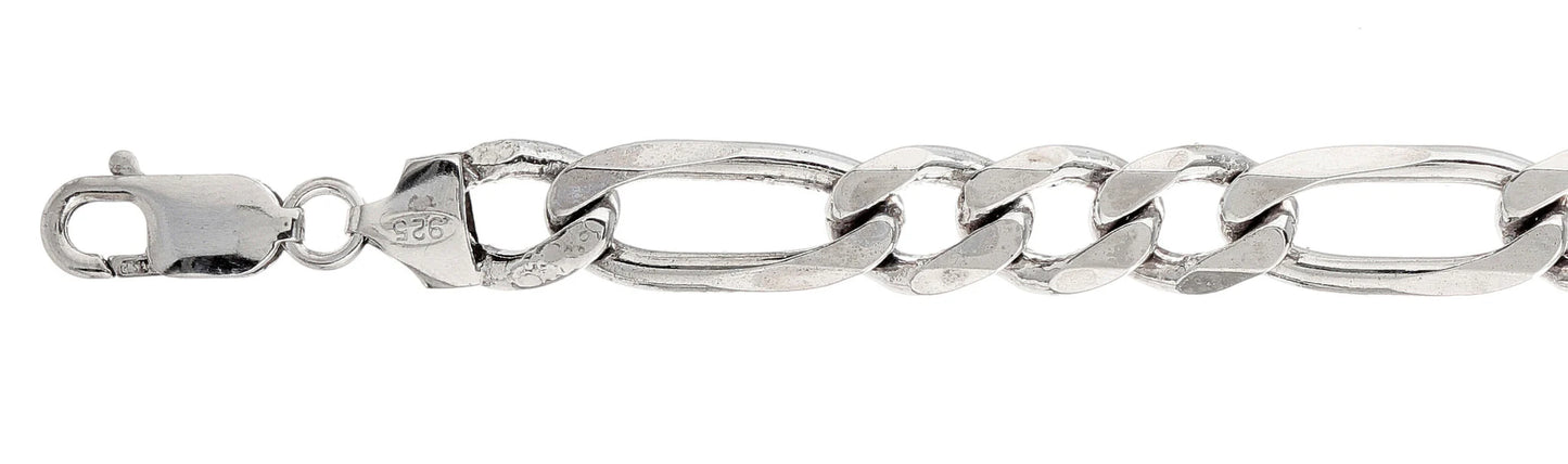 925 Sterling Silver Figaro Chain 300 / 10.7mm, 16 inches - 30 inches