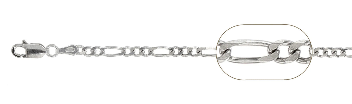 925 Sterling Silver Figaro Chain 100 / 3.8mm, 16 inches - 30 inches