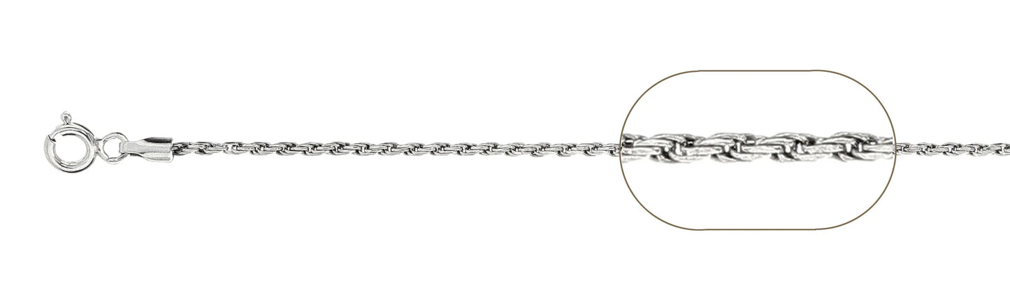925 Sterling Silver Rope Chain 025 / 1mm, 16 inches - 20 inches