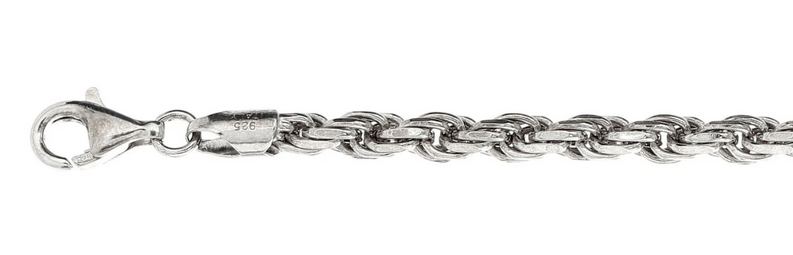 925 Sterling Silver Rope Chain 190 / 9mm, 18 inches - 30 inches