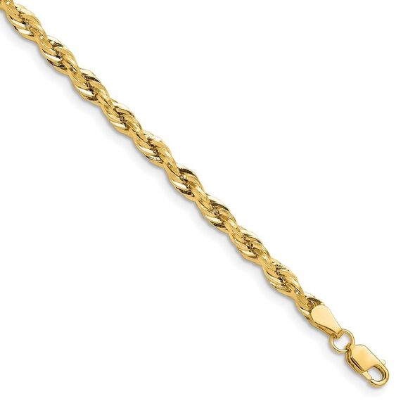10K Yellow Gold Solid Rope Chain Necklace - 3.5mm
