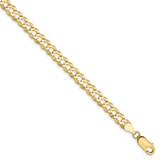 10kt Gold Hollow Curb Chain 3.5mm, 16 inches - 22 inches