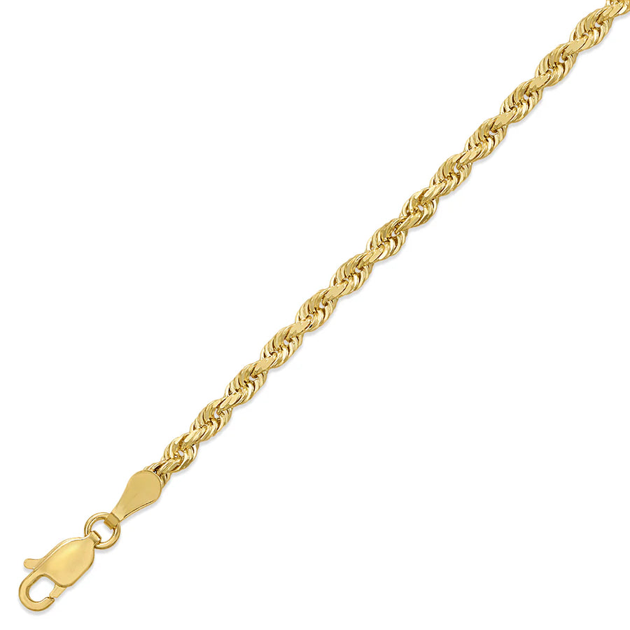 10K Yellow Gold Solid Rope Chain Necklace - 3mm