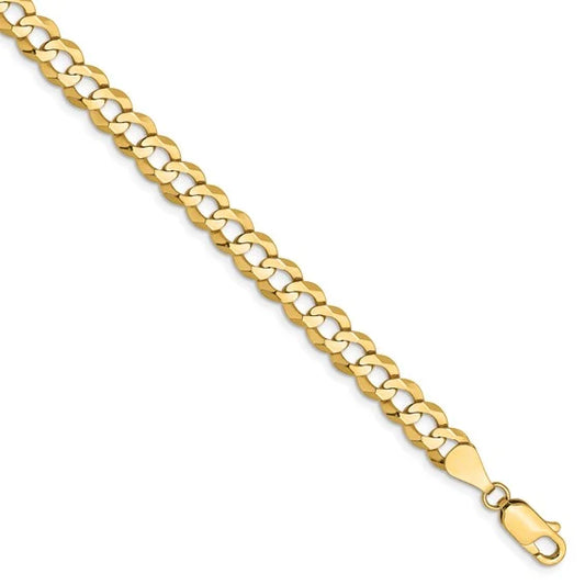 10kt Gold Hollow Curb Chain 4mm, 18 inches - 24 inches