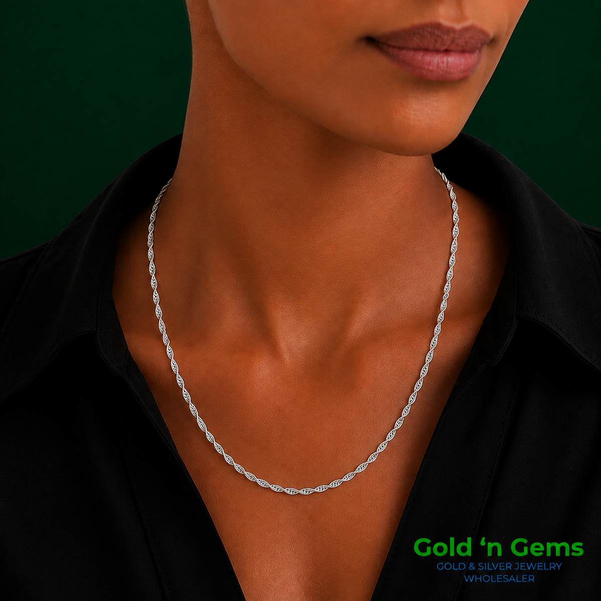 925 Sterling Silver Singapore Chain Necklace - 2.4mm (040)