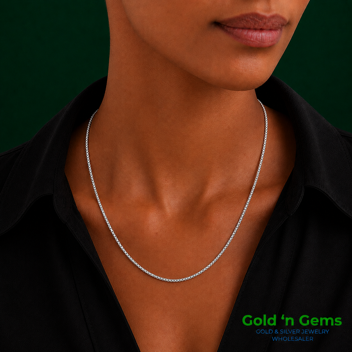 925 Sterling Silver Box Chain Necklace - 0.8mm (015)
