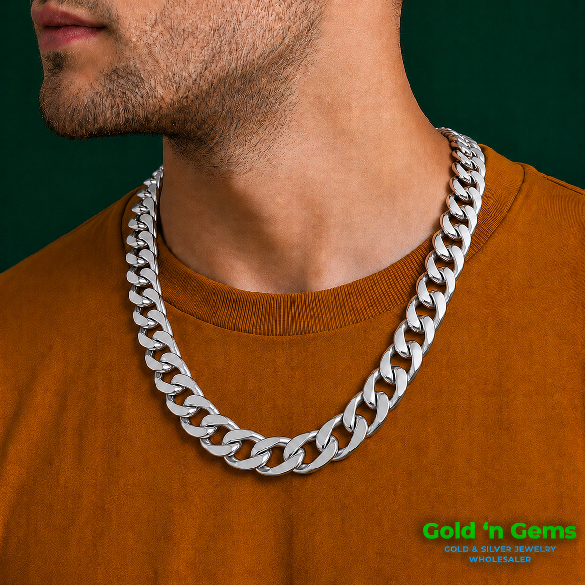 925 Sterling Silver Curb Chain Necklace - 9mm (250)
