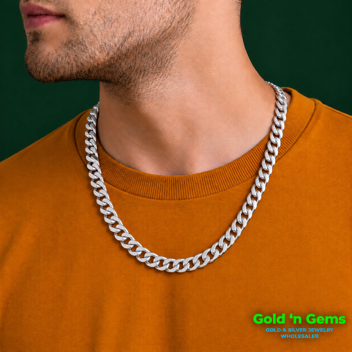 925 Sterling Silver Curb Chain Necklace - 10.7mm (300)
