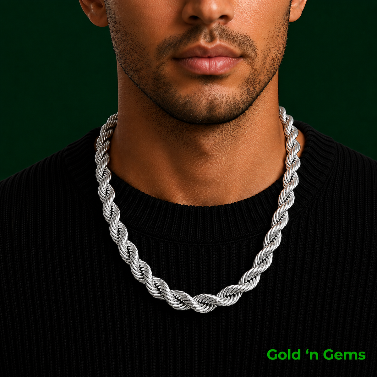 925 Sterling Silver Classic Rope Chain Necklace - 9mm (190)