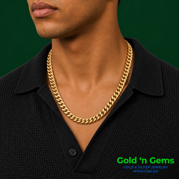 10K Yellow Gold Hollow Miami Cuban Chain Necklace - 6.7mm (180)