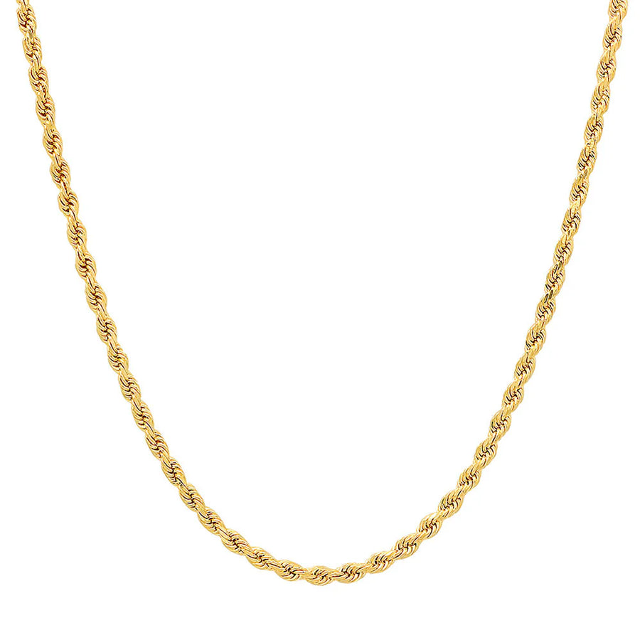 Gold-Plated Stainless Steel Rope Chain Necklaces - 3mm (Pack of 12)