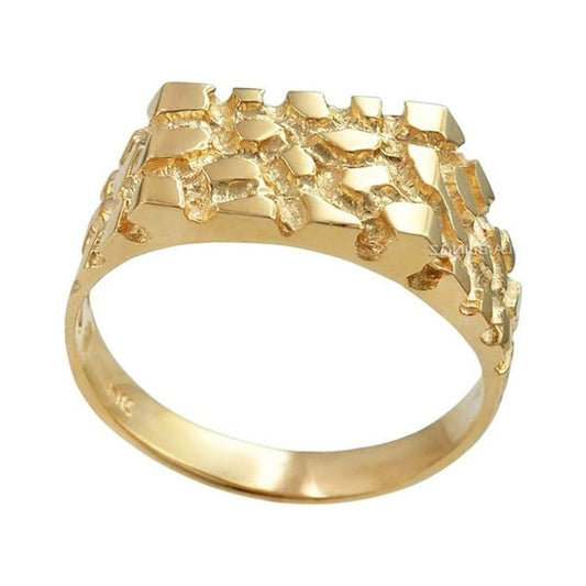 10kt Gold Rectangle Shaped Nugget Rings - Large