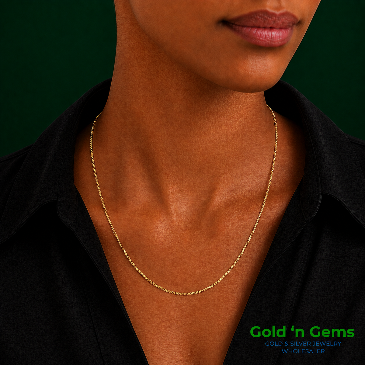 10kt Gold Solid Box Chain 0.7mm, 16 inches - 20 inches