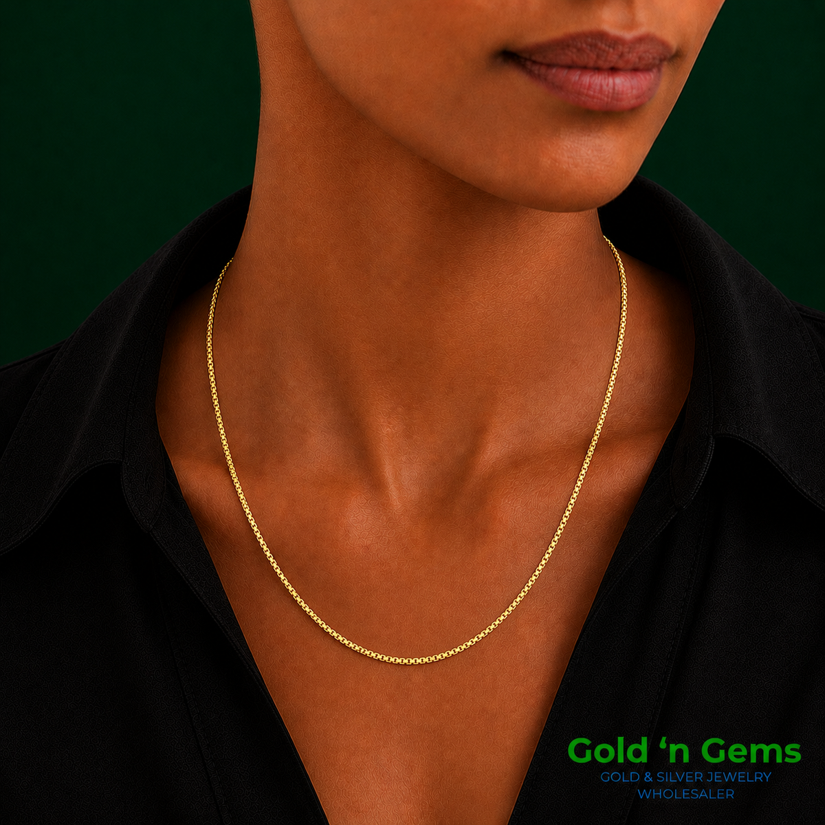 10kt Gold Solid Box Chain 1mm, 16 inches - 20 inches