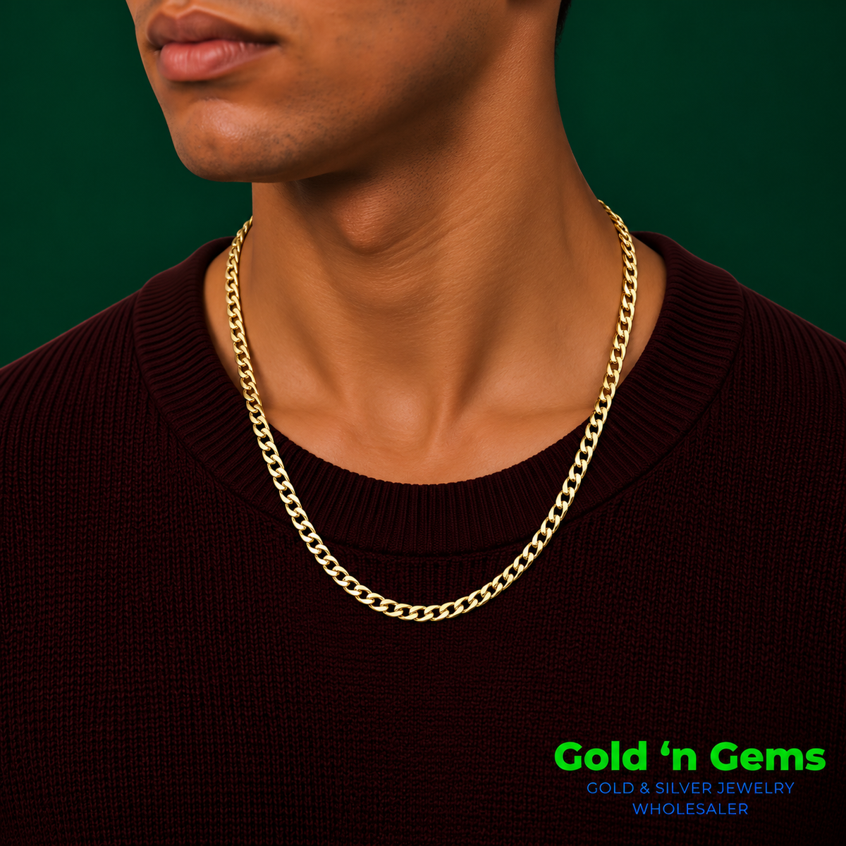 Gold-Plated Sterling Silver Curb Chain Necklace - 2.8mm