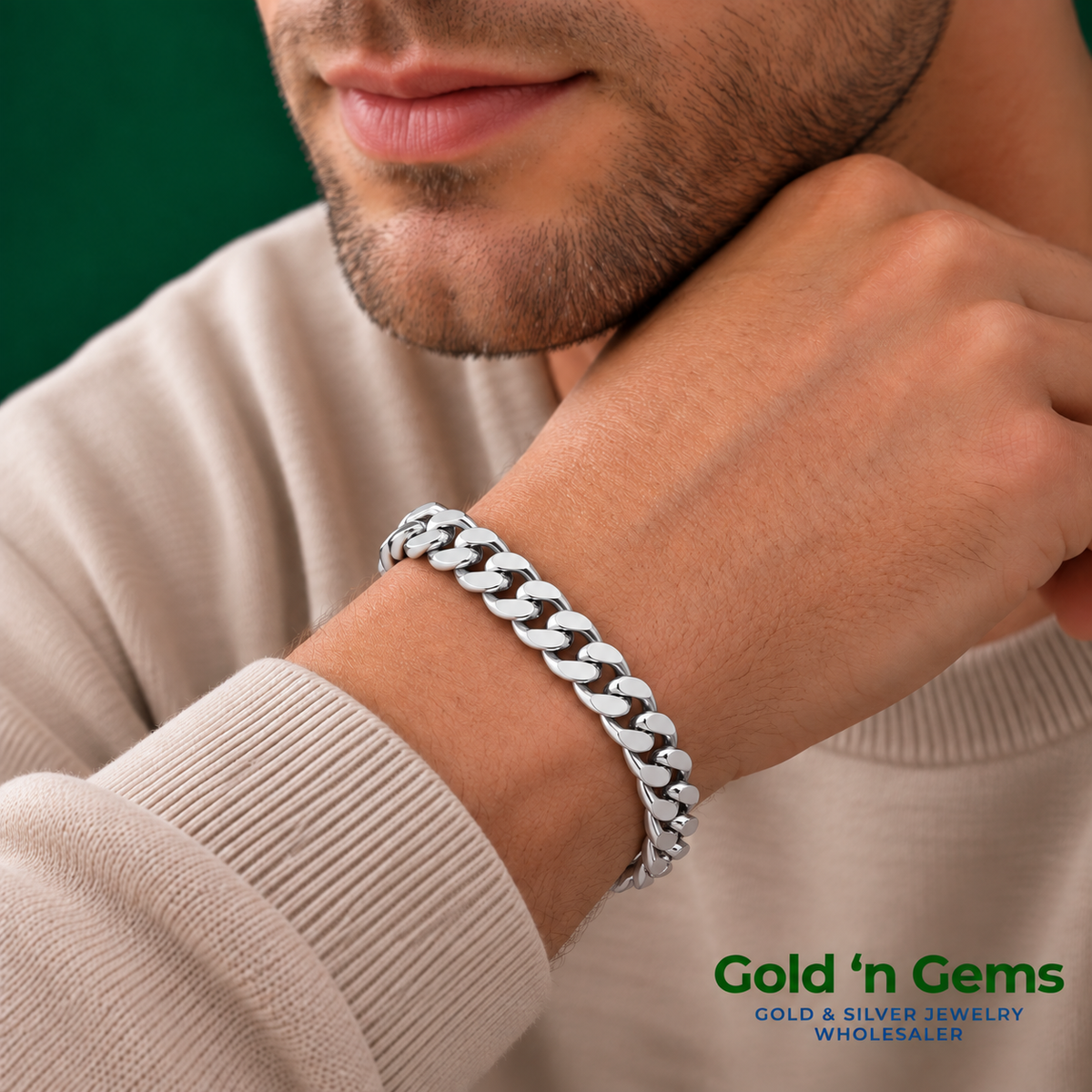 925 Sterling Silver Curb Chain Bracelet - 6.7mm