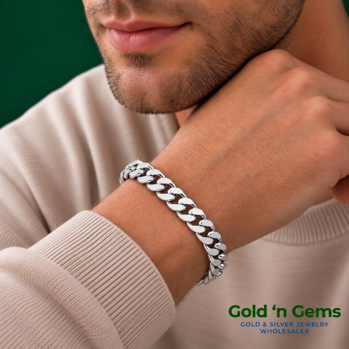 925 Sterling Silver Curb Chain Bracelet - 7.7mm