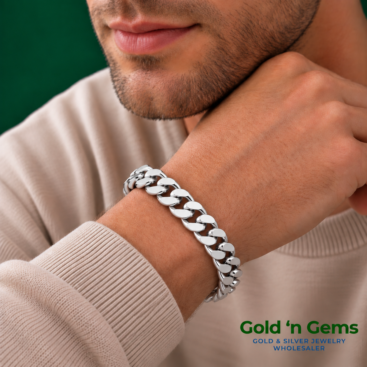 925 Sterling Silver Curb Chain Bracelet - 8.7mm