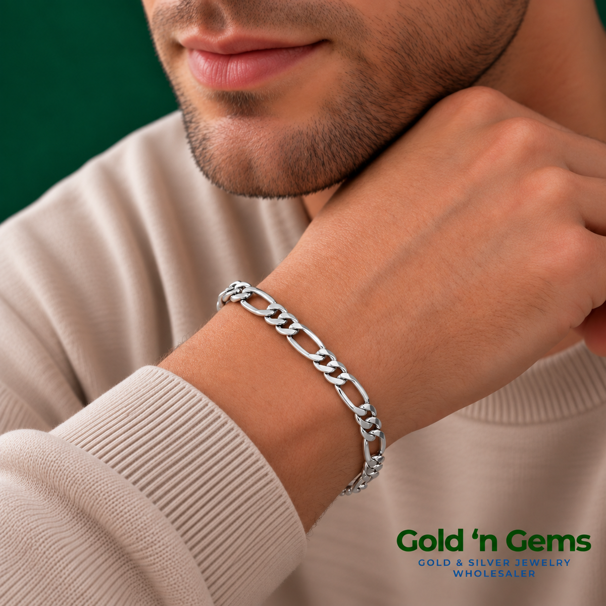 925 Sterling Silver Figaro Chain Bracelet - 5mm
