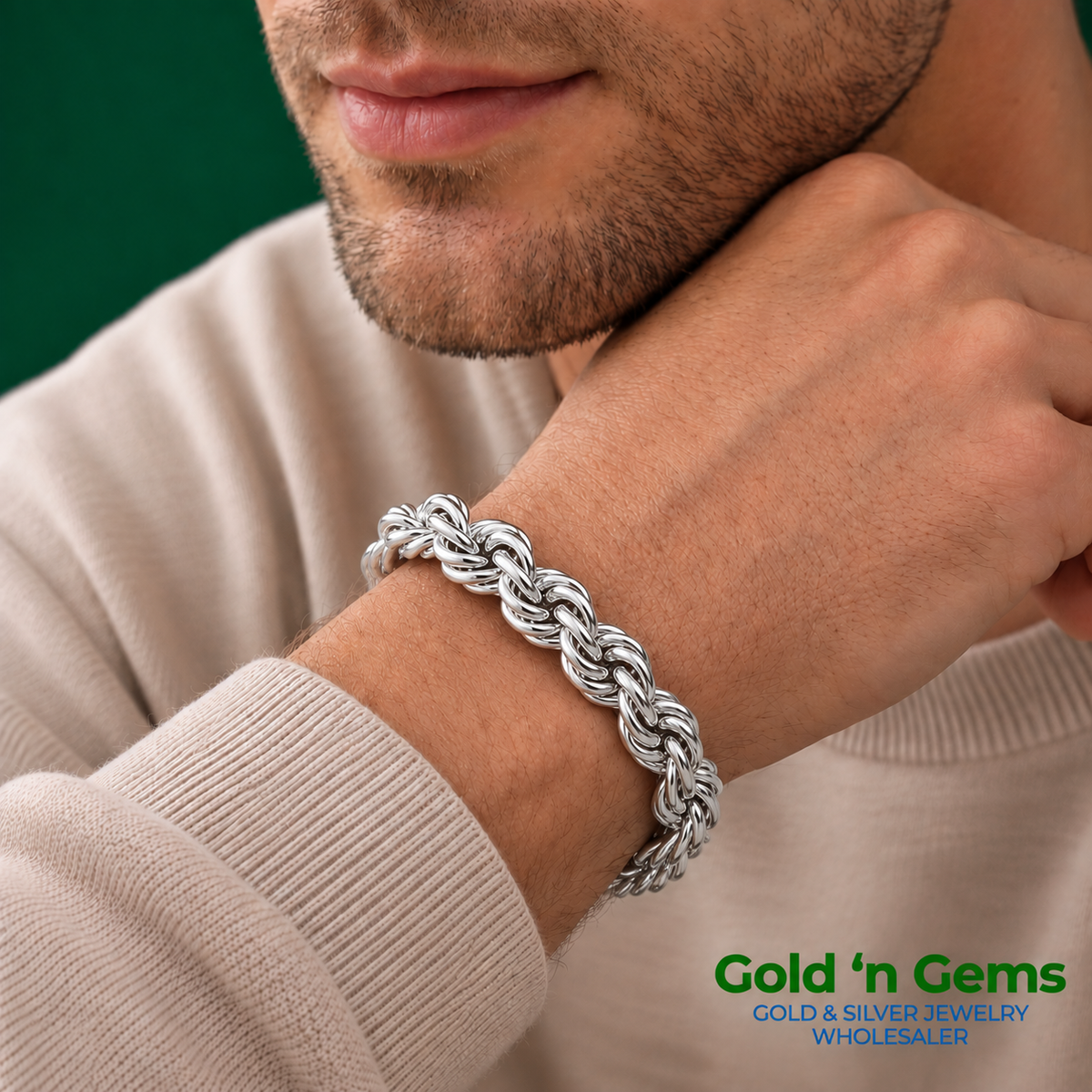925 Sterling Silver Rope Chain Bracelet - 3.7mm (080)