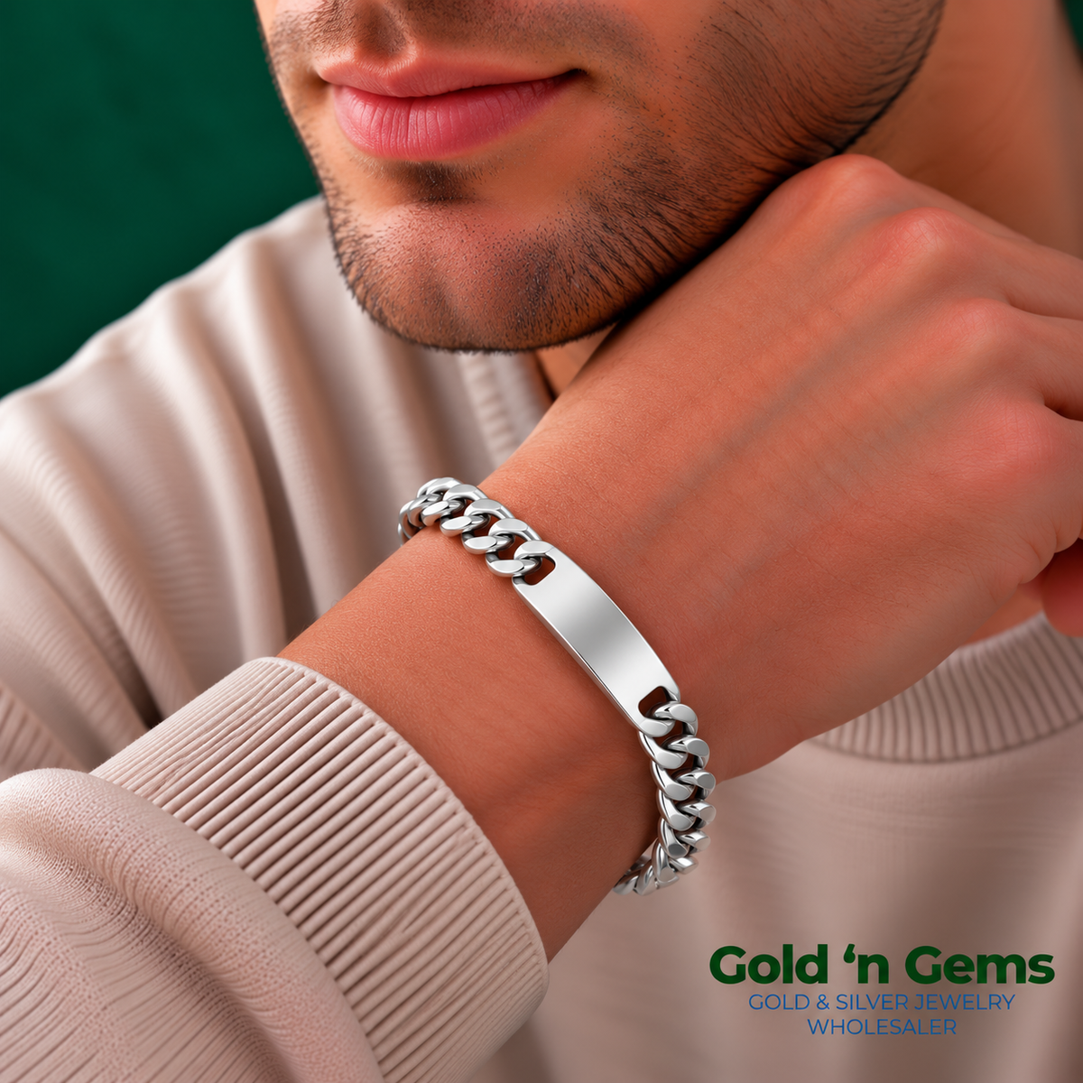 925 Sterling Silver Curb ID Bracelet - 8mm