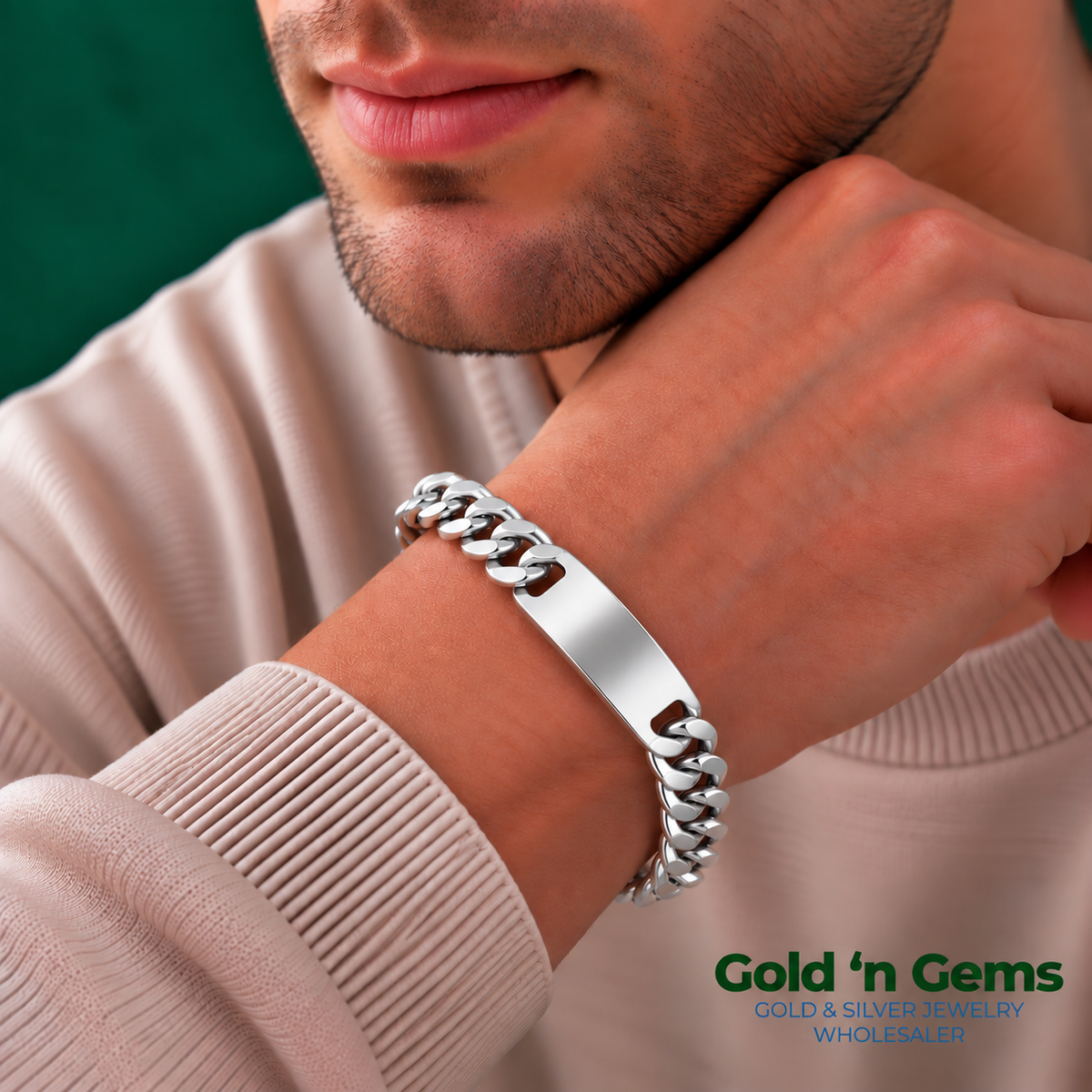 925 Sterling Silver Curb ID Bracelet - 13mm