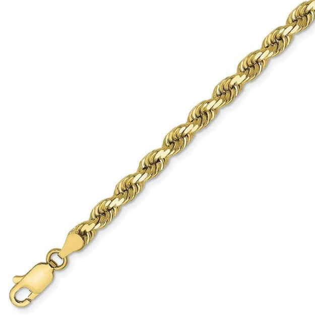 10K Yellow Gold Solid Rope Chain Necklace - 5mm