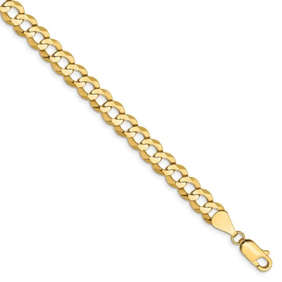 10kt Gold Hollow Curb Chain 5mm, 18 inches - 24 inches