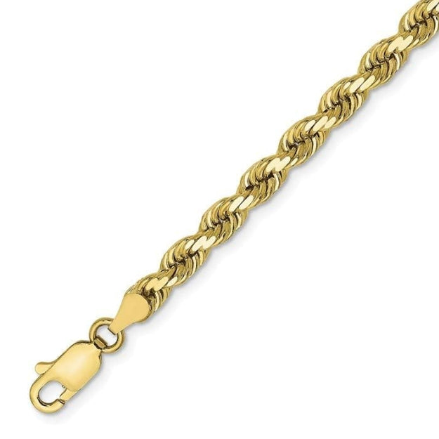 10K Yellow Gold Solid Rope Chain Necklace - 6mm
