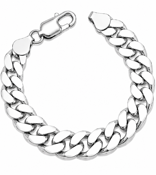 925 Sterling Silver Curb Chain Bracelet - 10.7mm