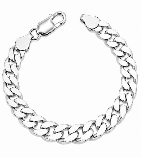 925 Sterling Silver Curb Chain Bracelet - 7.7mm