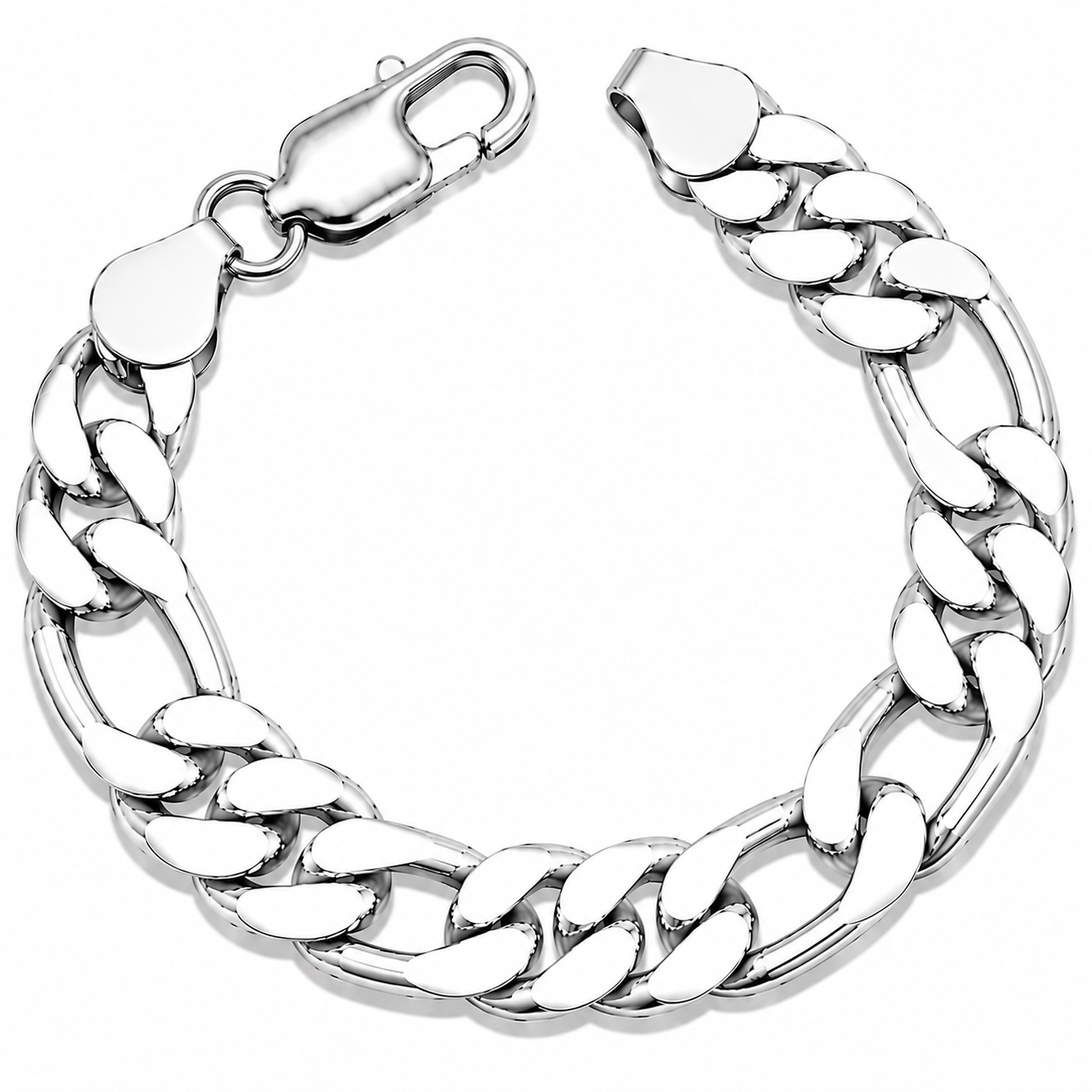 925 Sterling Silver Figaro Chain Bracelet - 11mm