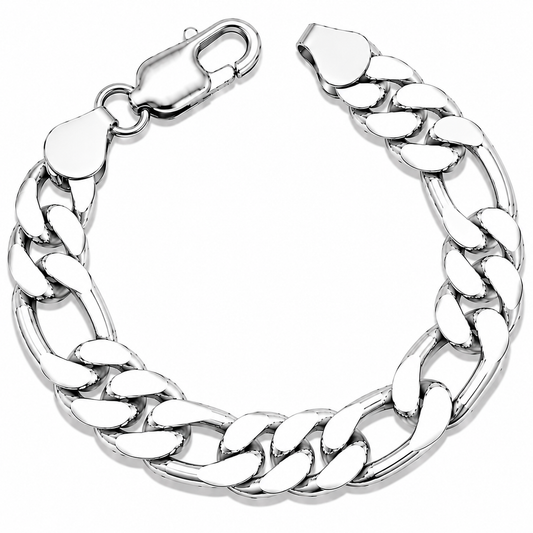 925 Sterling Silver Figaro Chain Bracelet - 11mm