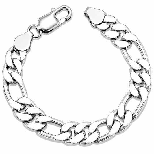 925 Sterling Silver Figaro Chain Bracelet - 8.4mm
