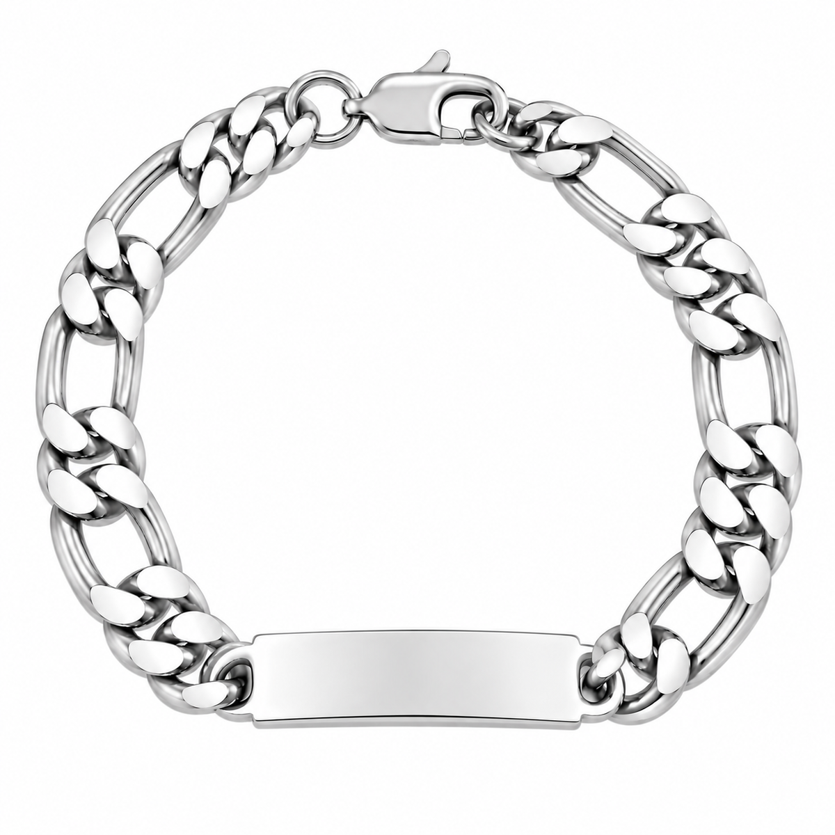925 Sterling Silver Figaro ID Bracelet - 11mm