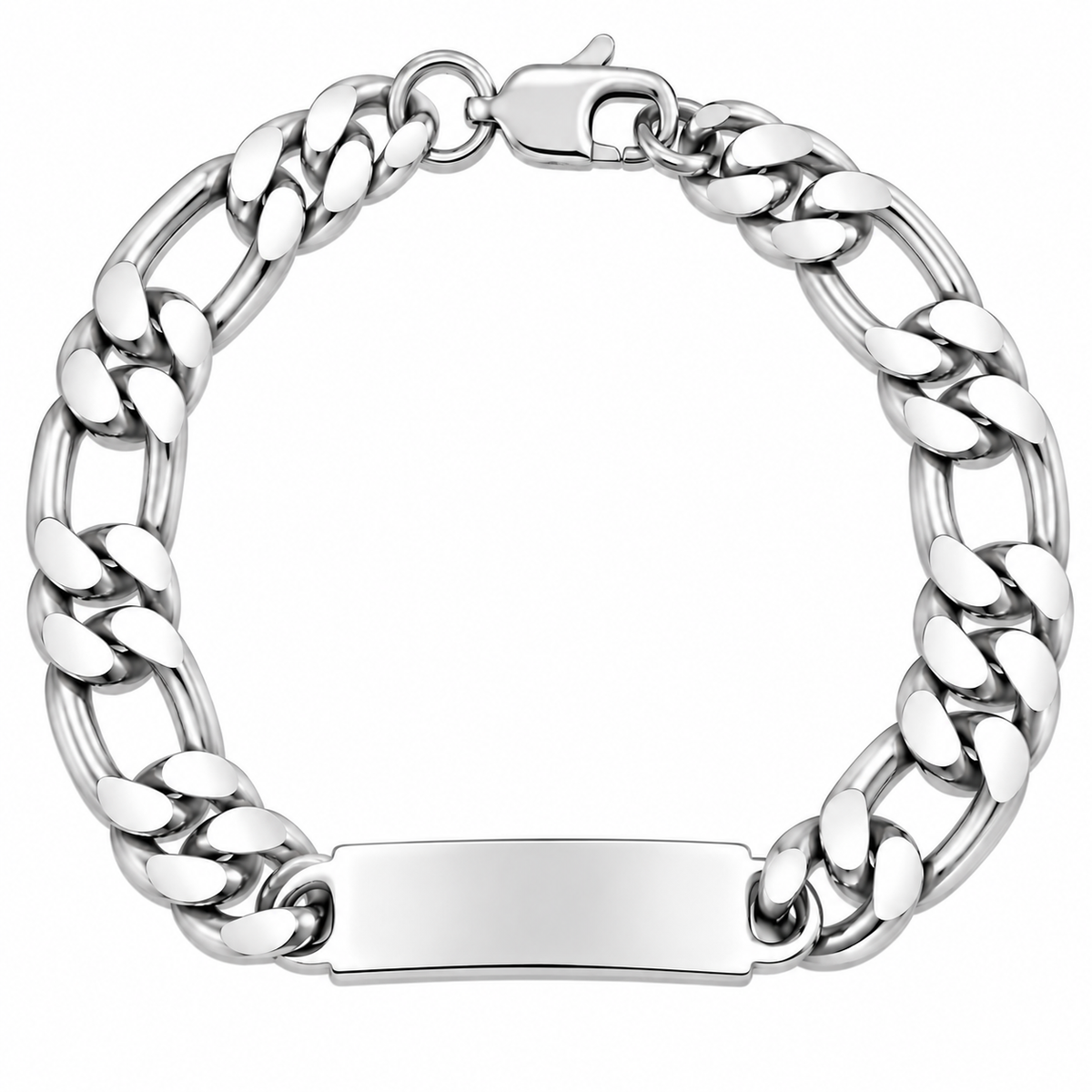 925 Sterling Silver Figaro ID Bracelet - 15mm