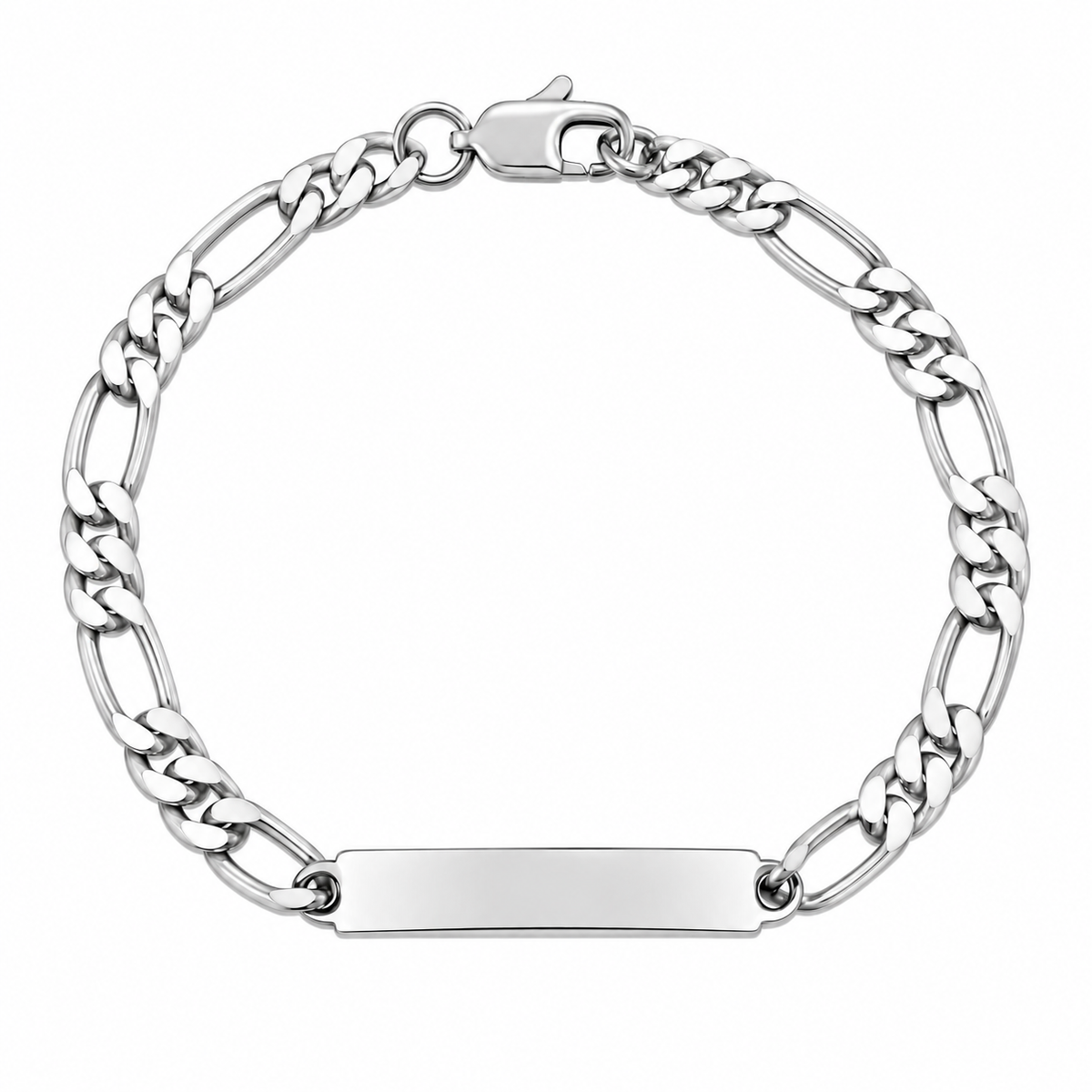 925 Sterling Silver Figaro ID Bracelet - 5mm