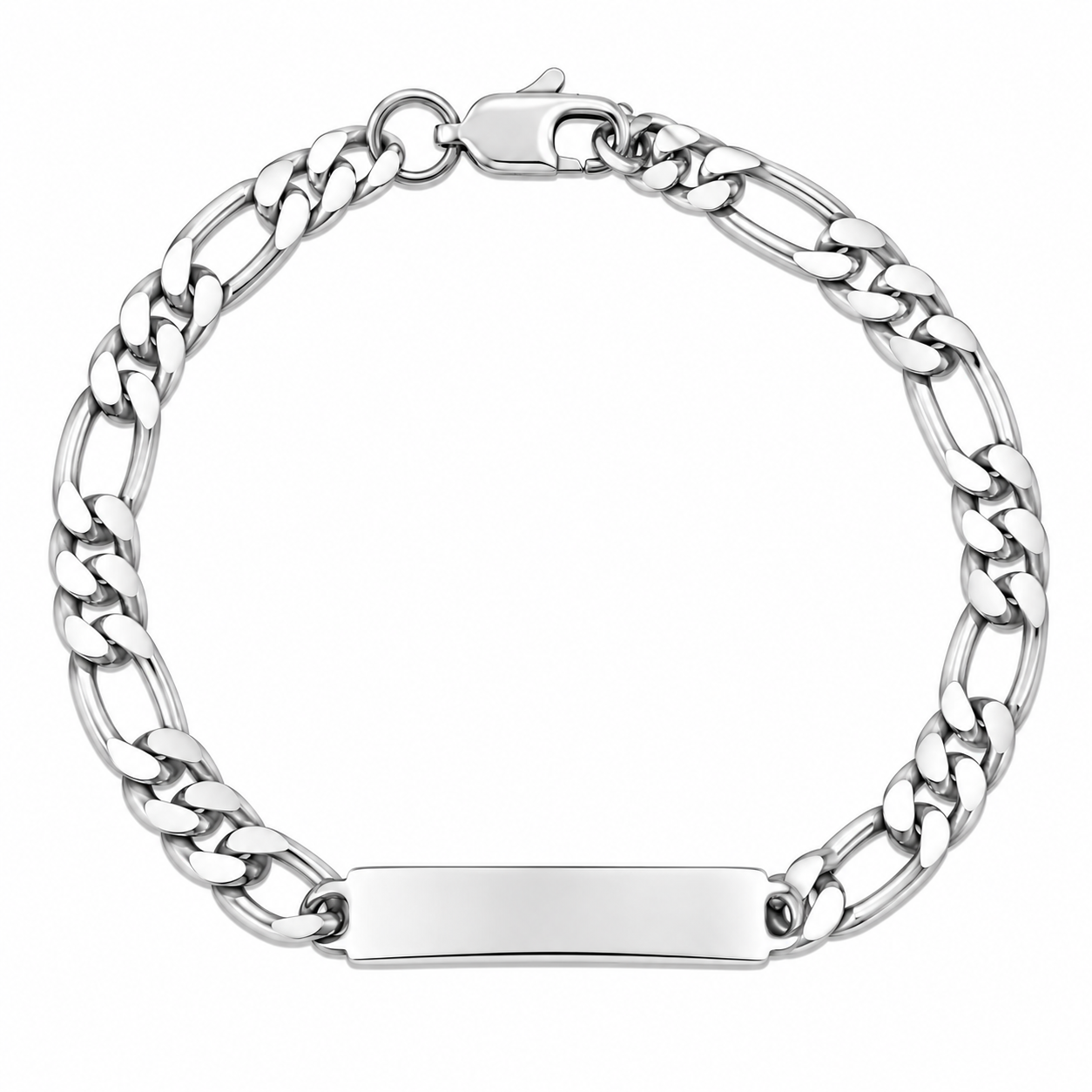 925 Sterling Silver Figaro ID Bracelet - 6mm
