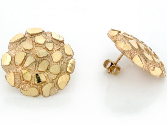 10kt Round Shaped Nugget Earrings - Large
