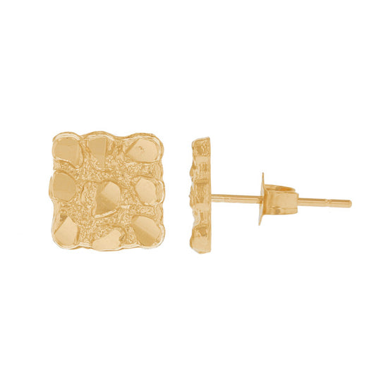 10kt Square Shaped Nugget Earrings - Small