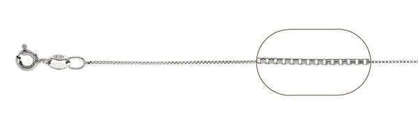 015 Rhodium Sterling Silver Box Chain, 16 inches - 22 inches