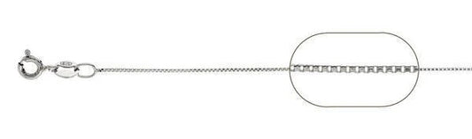 015 Rhodium Sterling Silver Box Chain, 16 inches - 22 inches