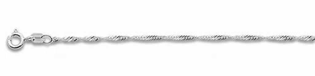 925 Sterling Silver Rhodium Plated Singapore Chain Necklace - 1.4mm (025)