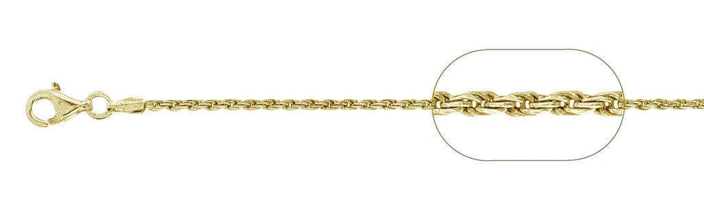 Gold-Plated Sterling Silver Rope Chain Necklace - 1.7mm