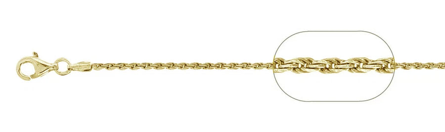 Gold-Plated Sterling Silver Rope Chain Necklace - 1.7mm
